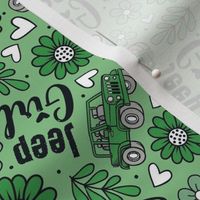 Large Scale Jeep Girl Floral with Hearts in Green