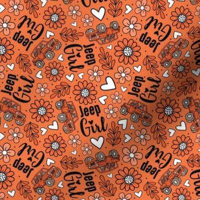 Medium Scale Jeep Girl Floral with Hearts in Orange
