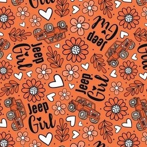 Medium Scale Jeep Girl Floral with Hearts in Orange