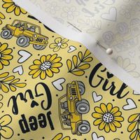 Medium Scale Jeep Girl Floral with Hearts in Yellow
