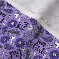 Small Scale Jeep Girl Floral with Hearts in Purple