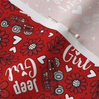 Medium Scale Jeep Girl Floral with Hearts in Red