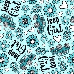 Large Scale Jeep Girl Floral with Hearts in Blue