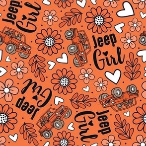 Large Scale Jeep Girl Floral with Hearts in Orange