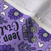 Large  Scale Jeep Girl Floral with Hearts in Purple