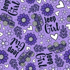 Large  Scale Jeep Girl Floral with Hearts in Purple