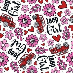 Large Scale Jeep Girl Floral with Hearts in Pink and Red