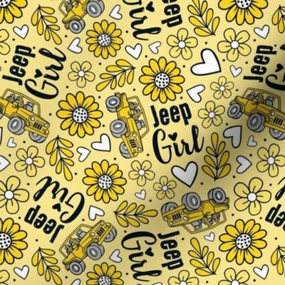 Large Scale Jeep Girl Floral with Hearts in Yellow
