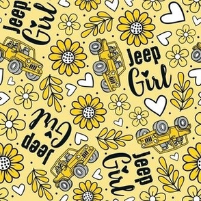 Large Scale Jeep Girl Floral with Hearts in Yellow