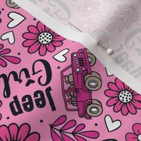 Large Scale Jeep Girl Floral with Hearts in Pink