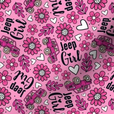 Large Scale Jeep Girl Floral with Hearts in Pink