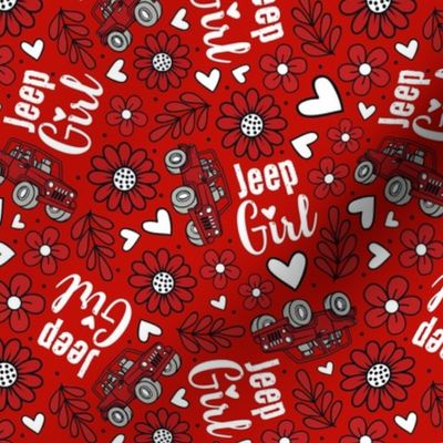 Large Scale Jeep Girl Floral with Hearts in Red