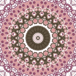 Pink and Brown Mandala Kaleidoscope Medallion Flower