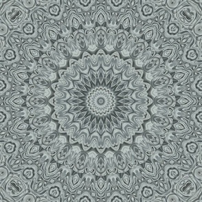 Shades of Gray Mandala Kaleidoscope Medallion Flower