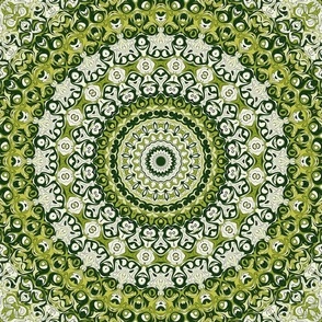 Serpentine Green Mandala Kaleidoscope Medallion Flower