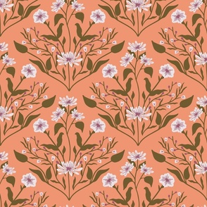 Vintage Floral Damask (coral/plum)