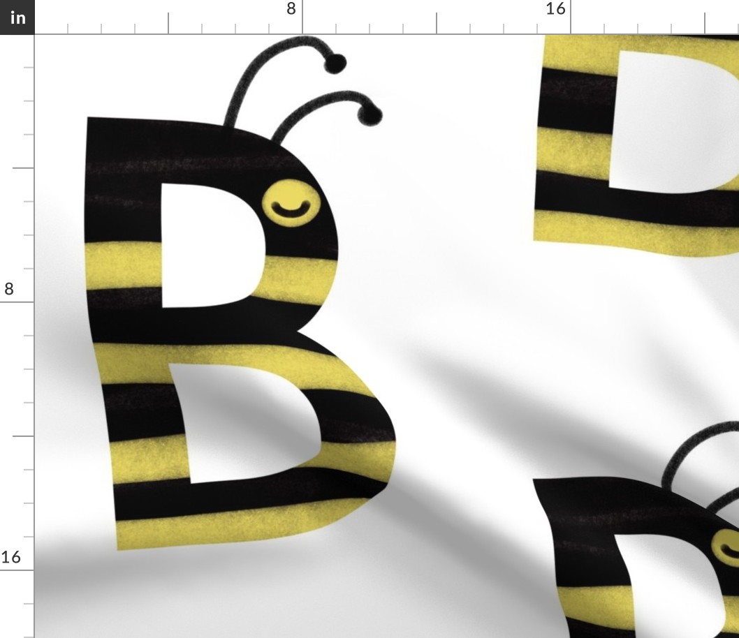 b is for bee - illustrated monogram letter // large scale panel