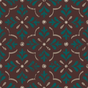 East Fork Night Swim and Molasses - Boho Style - Tile - Brown and Teal Colorway - Molasses BG