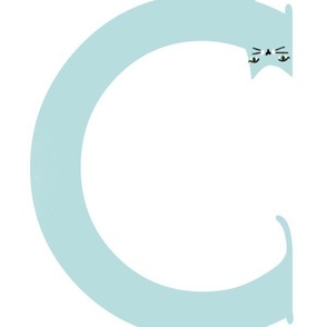 c is for cat - illustrated monogram letter // large scale panel