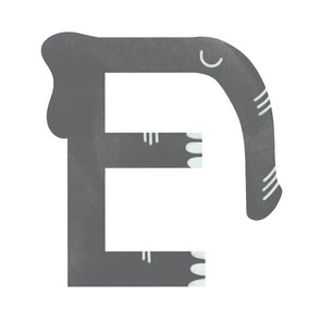 e is for elephant - illustrated monogram letter // large scale panel