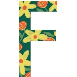 f is for flowers - illustrated monogram letter // large scale panel