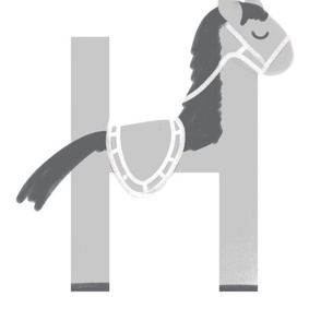 h is for horse - illustrated monogram letter // large scale panel