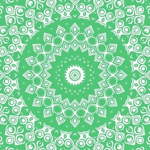 Emerald Green Mandala Kaleidoscope Medallion Flower