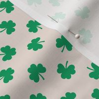 St Patrick’s Day green shamrock on neutral tossed