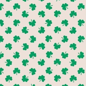 St Patrick’s Day green shamrock on neutral tossed