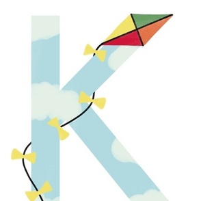 k is for kite - illustrated monogram letter // large scale panel