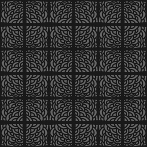 Organic Circular Lines in Square Tiles - black Sky on Grey - medium