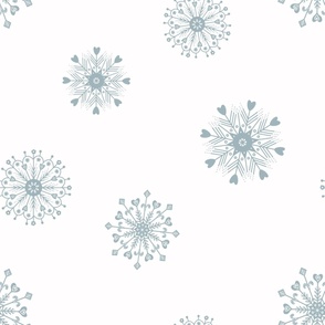 Scandinavian Christmas Snowflakes, Serenity Blue and White, Winter Holiday, Jumbo