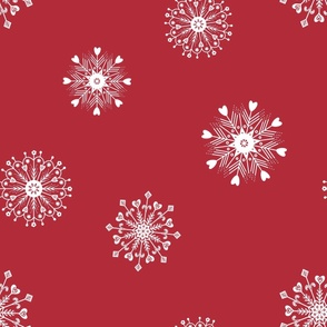 Scandinavian  Snowflakes, Crimson Red,  Winter Christmas Holiday, Jumbo