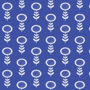 ikat flower royal blue and white