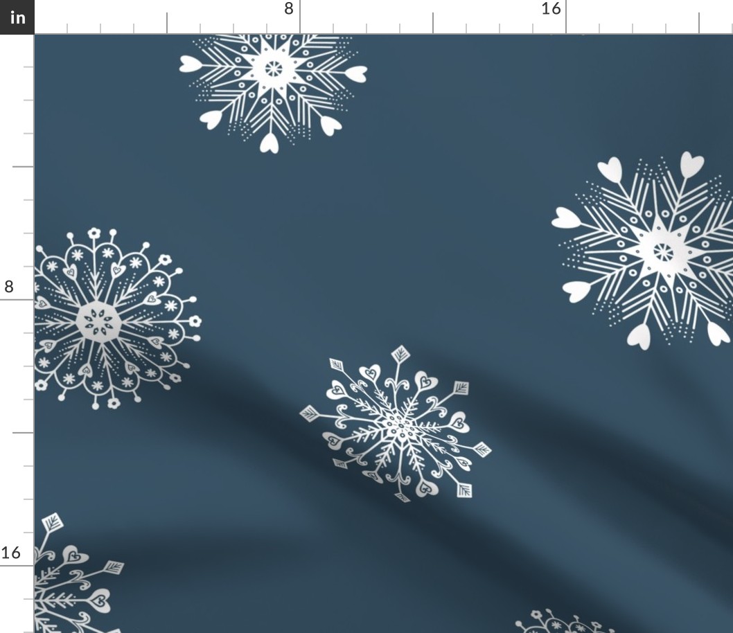 Scandinavian  Snowflakes, Navy blue,  Winter Christmas Holiday, Jumbo