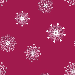 Scandinavian  Snowflakes, Ruby Pink,  Winter Christmas Holiday, Jumbo