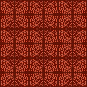 Organic Circular Lines in Square Tiles - Burnt Orange and Pumpkin Orange