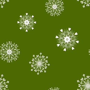 Scandinavian  Snowflakes, Vintage Green,  Winter Christmas Holiday, Jumbo