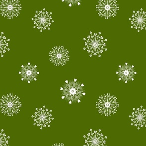 Scandinavian  Snowflakes, Vintage Green,  Winter Christmas Holiday, Large