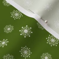 Scandinavian  Snowflakes, Vintage Green,  Winter Christmas Holiday, Small