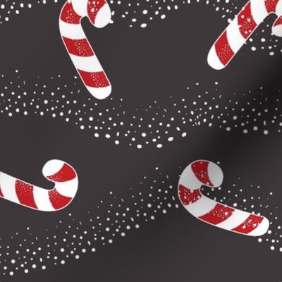 candy canes lane red and white on navy background