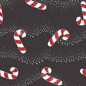 candy canes lane red and white on navy background