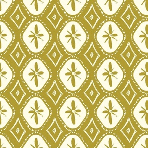 Retro Christmas Harlequin_mid century modern diamonds in olive and cream color