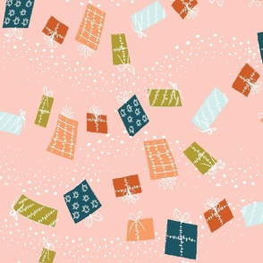 Retro Christmas with Whimsical colors for this Retro Christmas  design in peach fuzz background