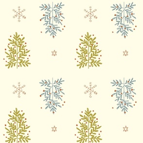 Mistletoe and Holly Christmas in snowflakes