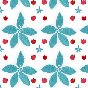 Latgr turquoise flower red tulips