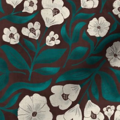 East fork midnight swim teal with brown molasses florals