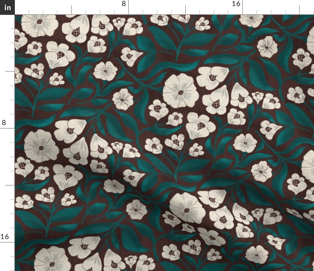 East fork midnight swim teal with brown molasses florals