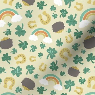 St Patrick’s Day, shamrock, rainbow, pot gold, horseshoe 7x7