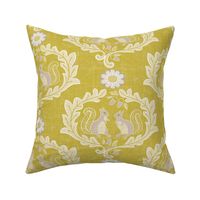 Rococo Squirrels - Gold and light gray-Lily gold